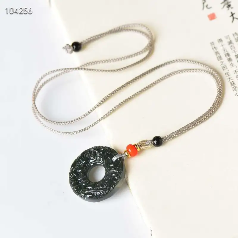 JUNWEN Hetian Jade Necklaces Green Jade Unisex-1