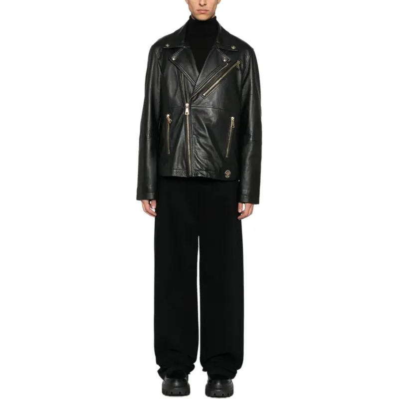VERSACE JEANS COUTURE Leather Jacket Men's Black-1