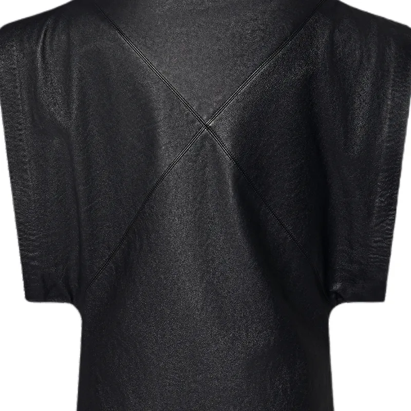 LOUIS VUITTON Portrait Collar Leather Dress-2