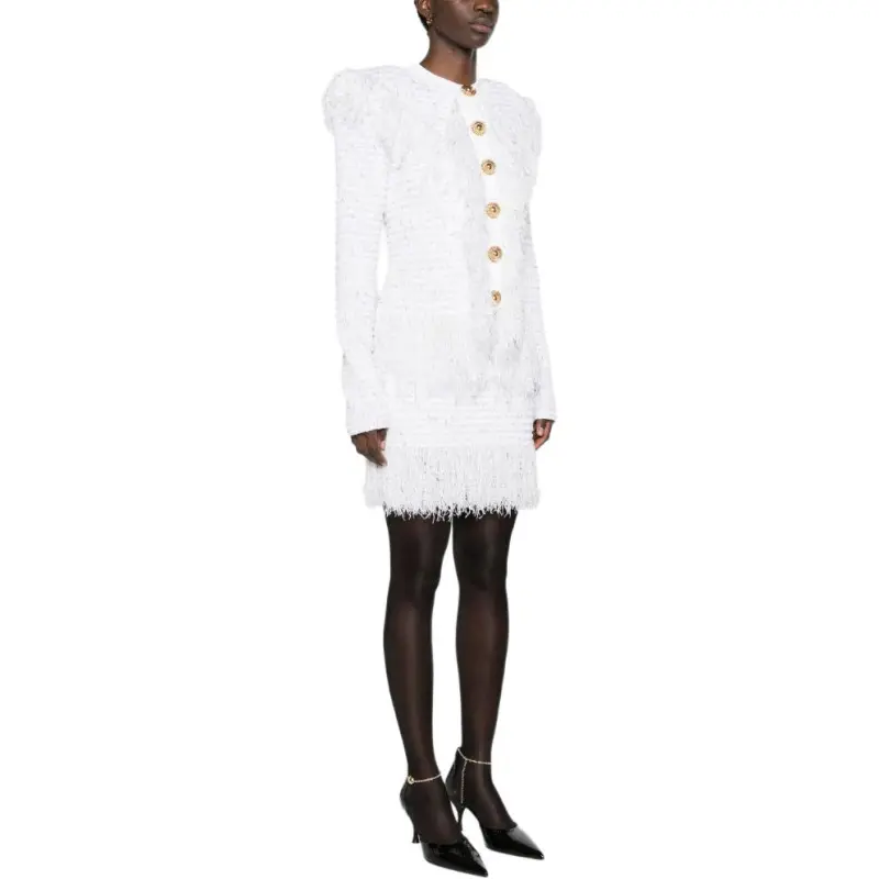 BALMAIN Fringed Metallic Cardigan-3