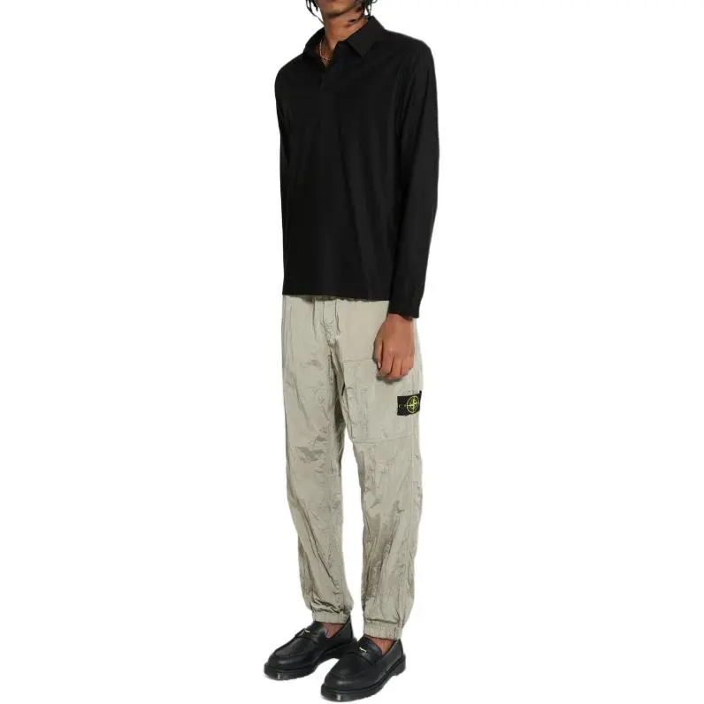 STONE ISLAND Logo Patch Straight Leg Trousers-3