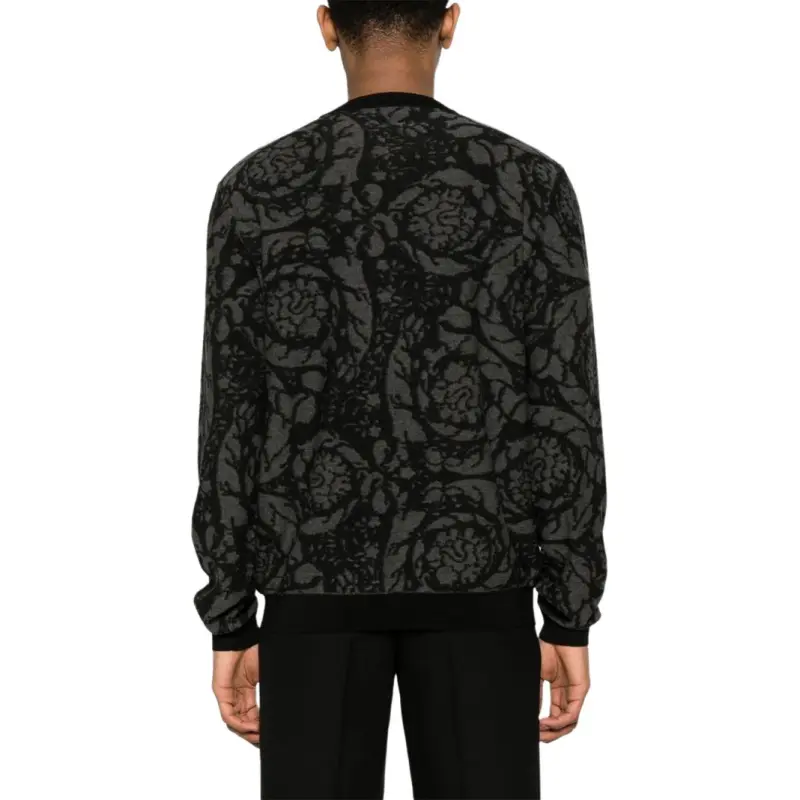 VERSACE Pattern-Embroidered Crewneck Knitted Jumper-4