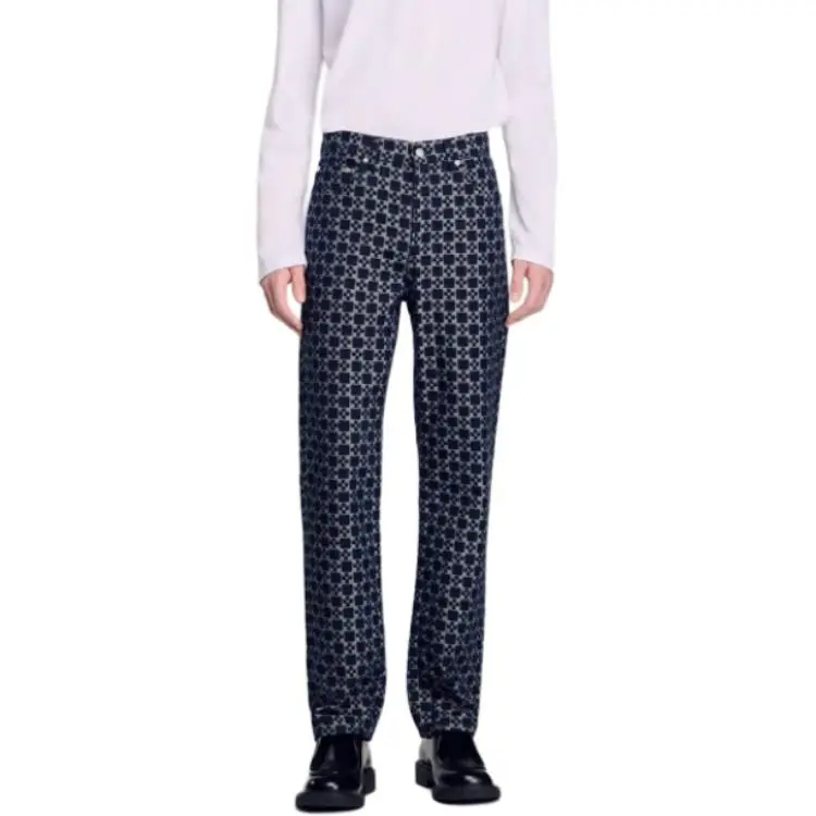 Sandro Square Cross Pattern Jeans-2