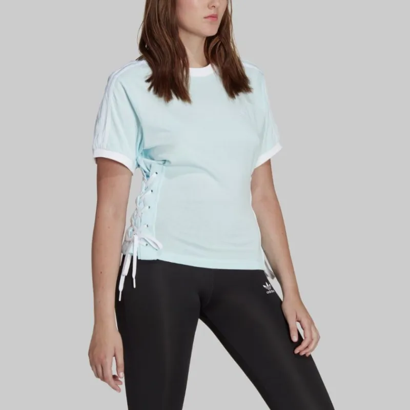 Adidas Originals Drop Shoulder Sleeve T Shirt Women's Blue-4