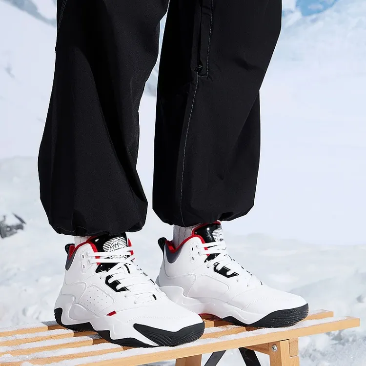 QIAODAN Cushioning Support High Top Basketball Shoes Men's White Black-2
