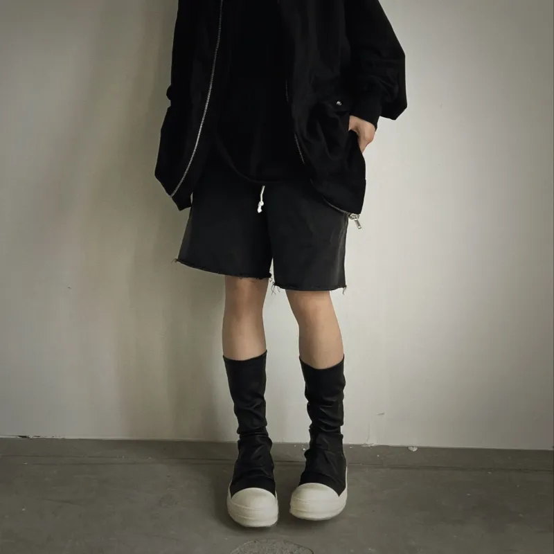 Askyurself Casual Shorts Unisex Washed Black-2