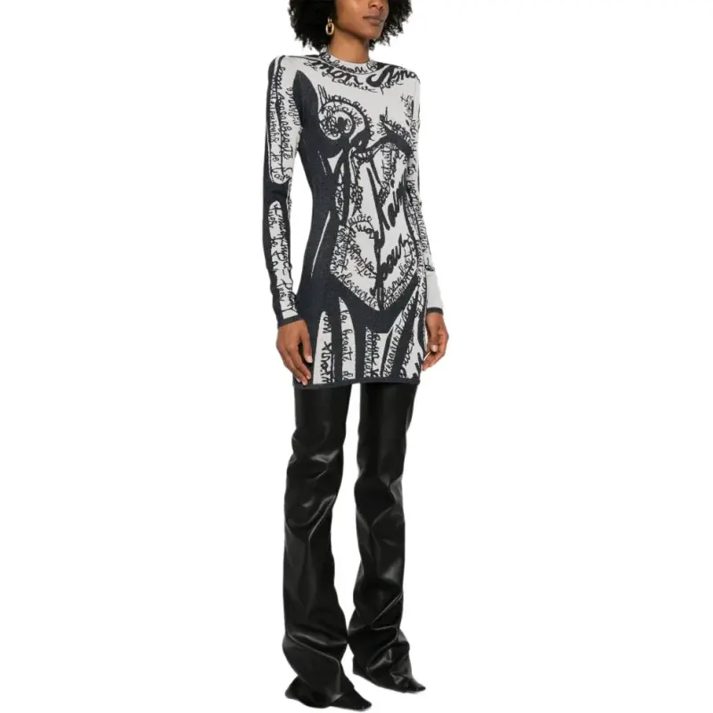 BALMAIN Body motif Embroidered Mini Dress-3
