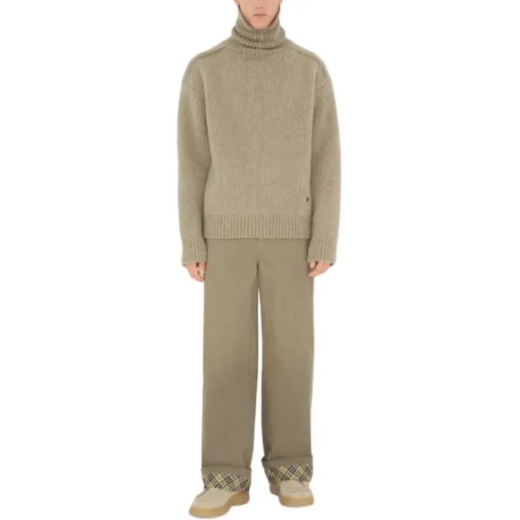 Burberry Logo Embroidered Turn Up Hem Trousers-1