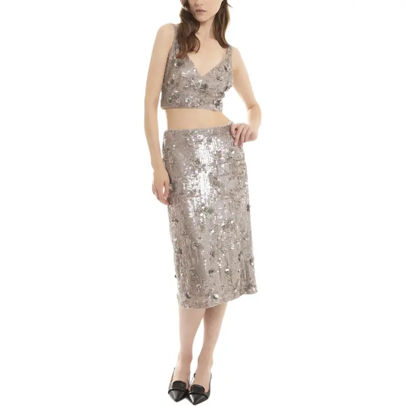 PAROSH Casual Long Skirts Women's Gray-4