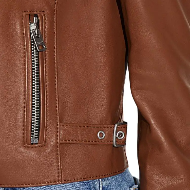 COACH SS24 Leather Jacket Women's Brown-3