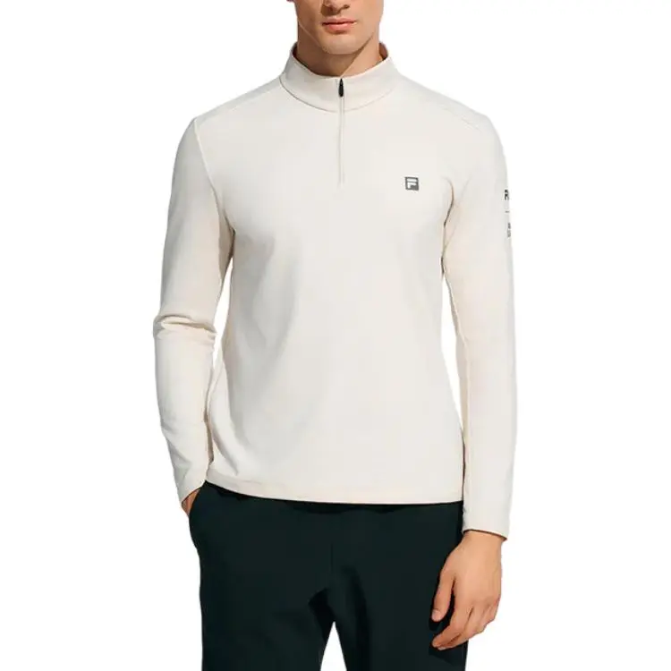 FILA Casual Sportswear Men Clothing Set Gray T Shirt+Pitch Black Pants-1