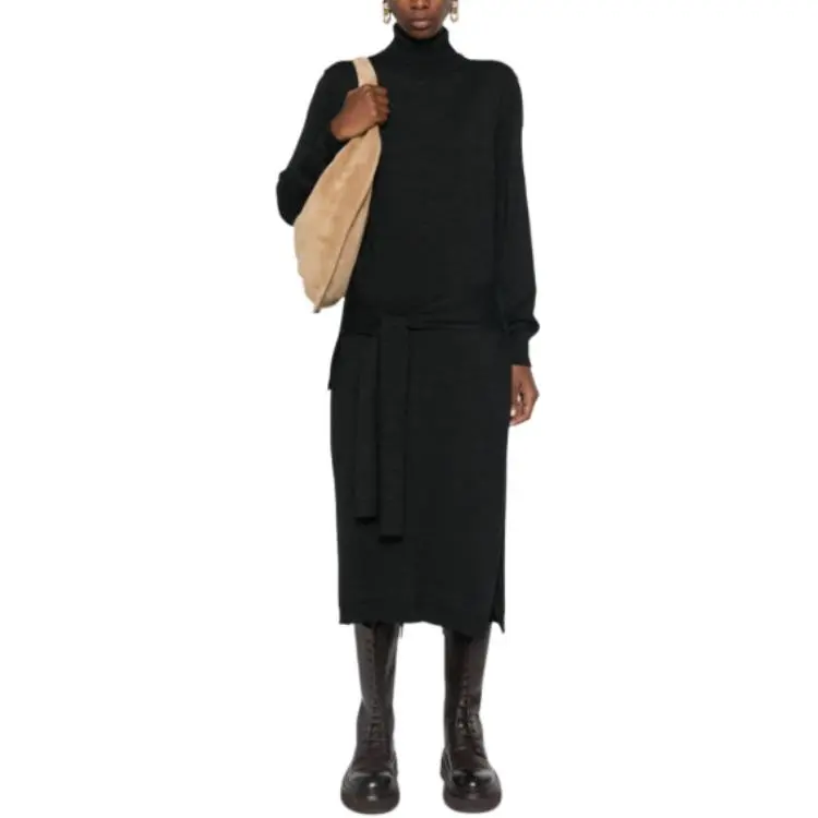 Lemaire Trompe L'Oeil Turtleneck Belted Midi Dress-2