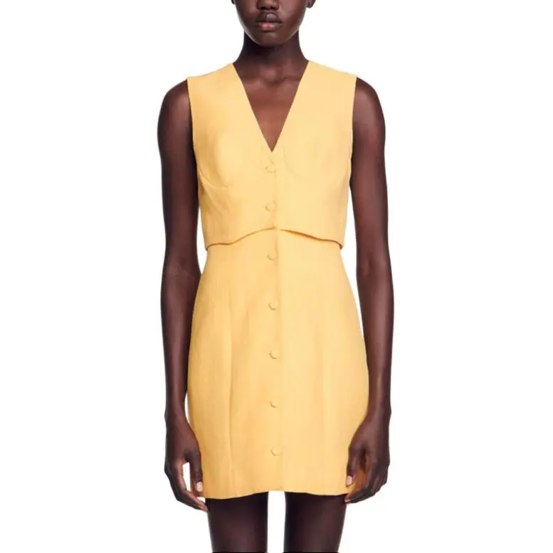 Sandro Sleeveless Dress Women's Yellow-1
