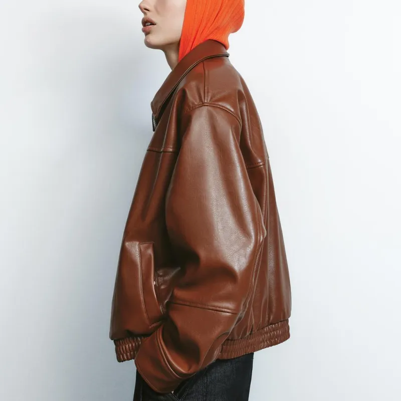 ZARA Jackets Coats Women's Leather Color-5