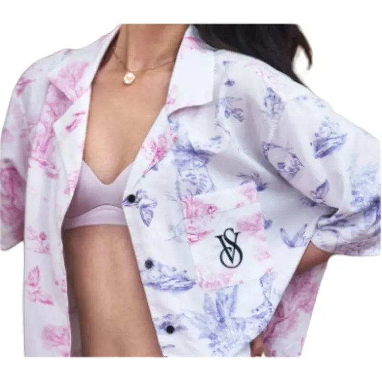 Victoria's Secret Pajama Set Women's Pink Purple Multicolor Print-2