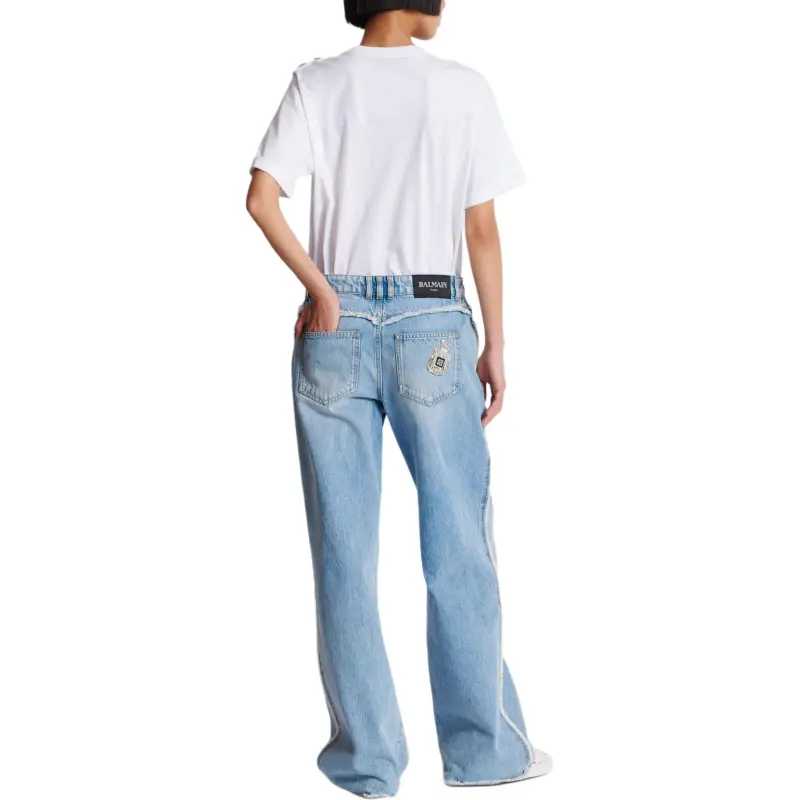 BALMAIN Frayed trim Straight leg Jeans-3