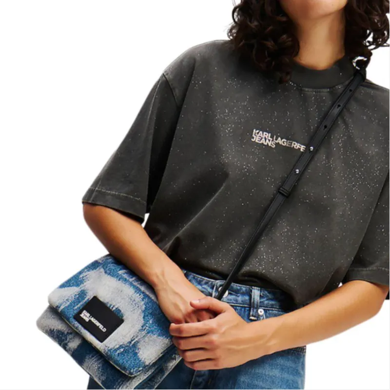 Karl Lagerfeld Jeans Glitter Logo T shirt-4