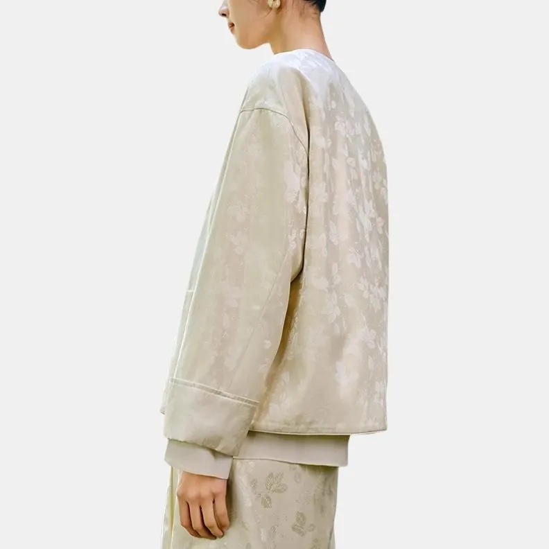 JZ. ANNAKRO x FEIYISONGJINQIANXIAOPING LIANMINGKUAN Cropped Coats Women's Beige-3
