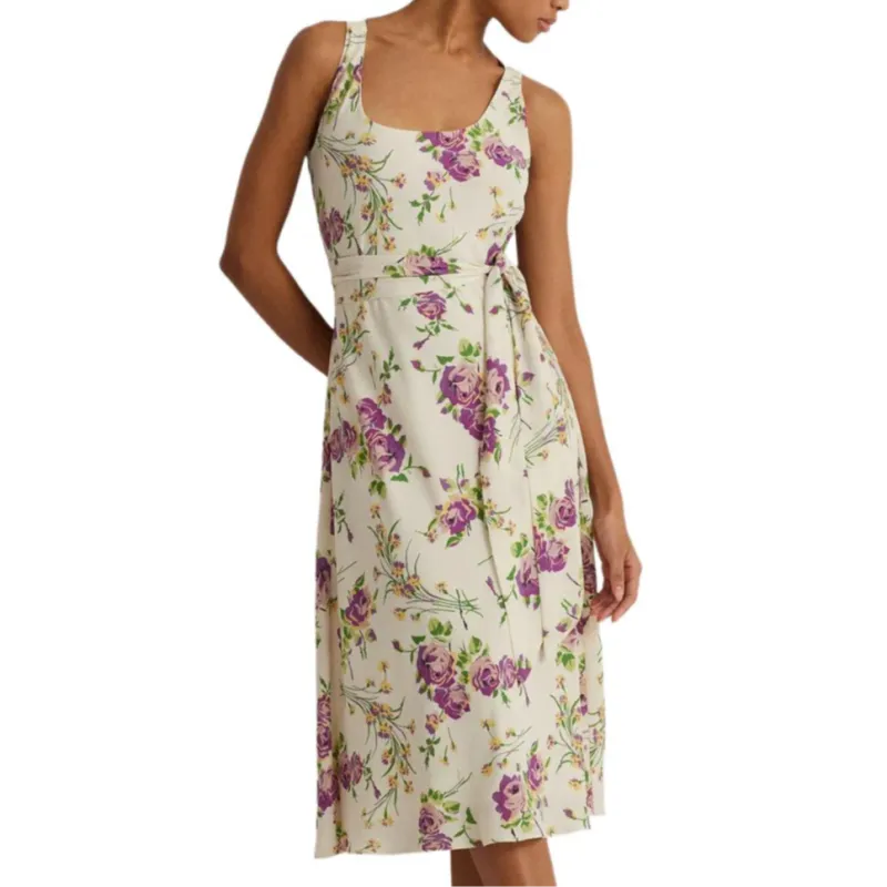 LAUREN RALPH LAUREN Sleeveless Dress Women's Cream Multicolor-1