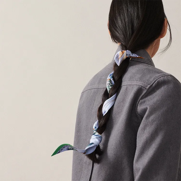 HERMES Silk Scarves Women's Sky Blue-1