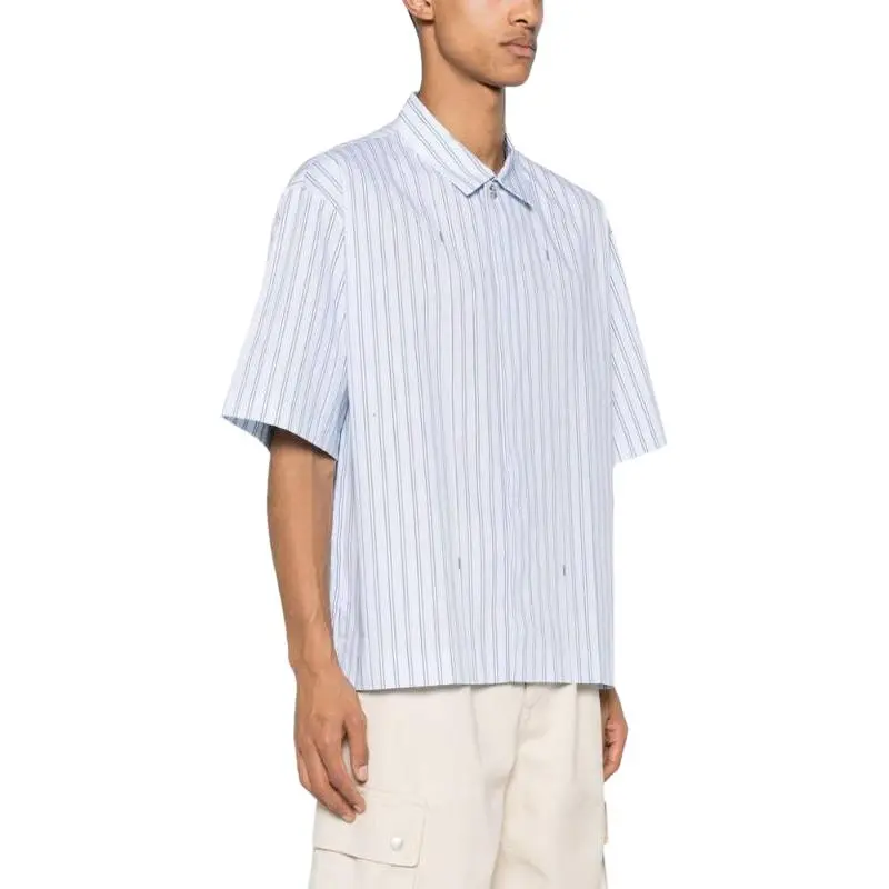 Jacquemus Pinstripe Collared Short Sleeve Shirt-3