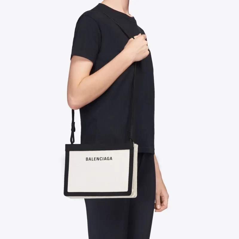 Balenciaga Cotton Canvas Canvas Bag Handbag Medium Size Unisex White-2