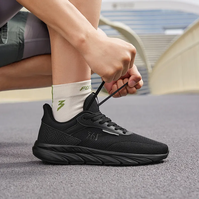 361° Anti Slip Wear Resistant Low Top Casual Running Shoes Men's Black-3