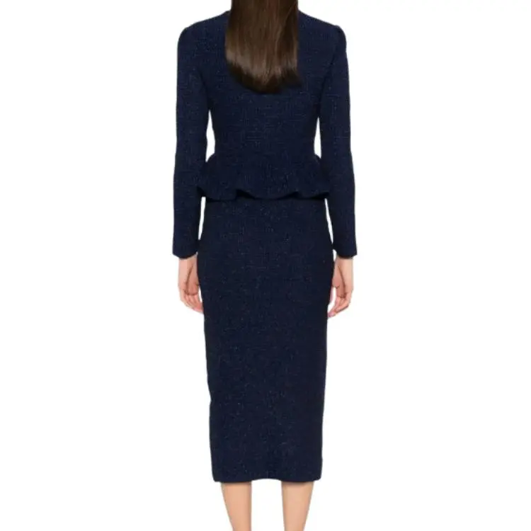 Self portrait Knitted Peplum Midi Dress-3