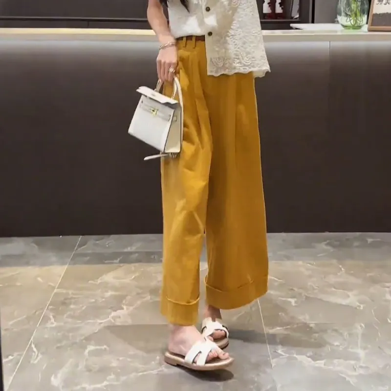 GULIANFEI Casual Pants Women's Yellow-2