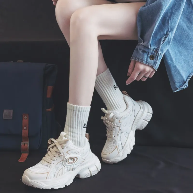 Warrior Height Increasing Wear Resistant Slip Resistant Low Top Chunky Sneakers Women's-7