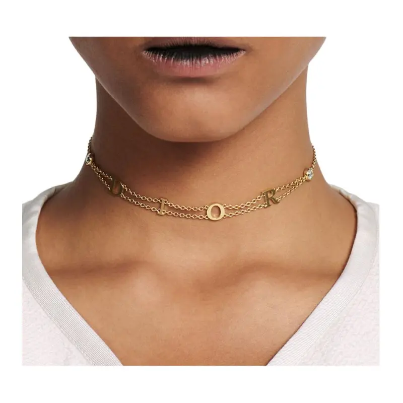 DIOR Metal, Crystal Necklaces Women's Gold-4