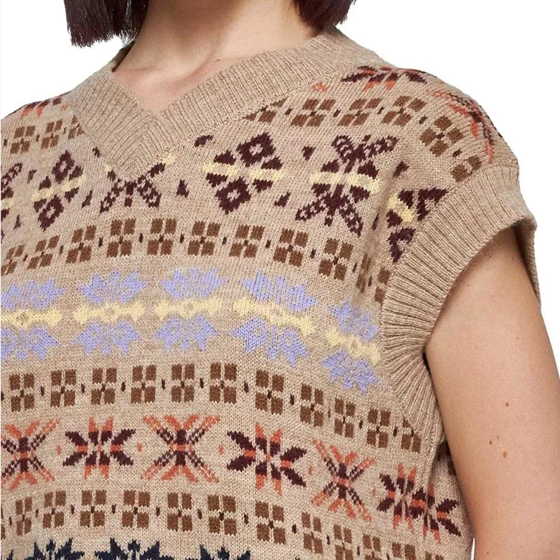 WEEKEND MaxMara All Over Patterned V Neck Vest-3