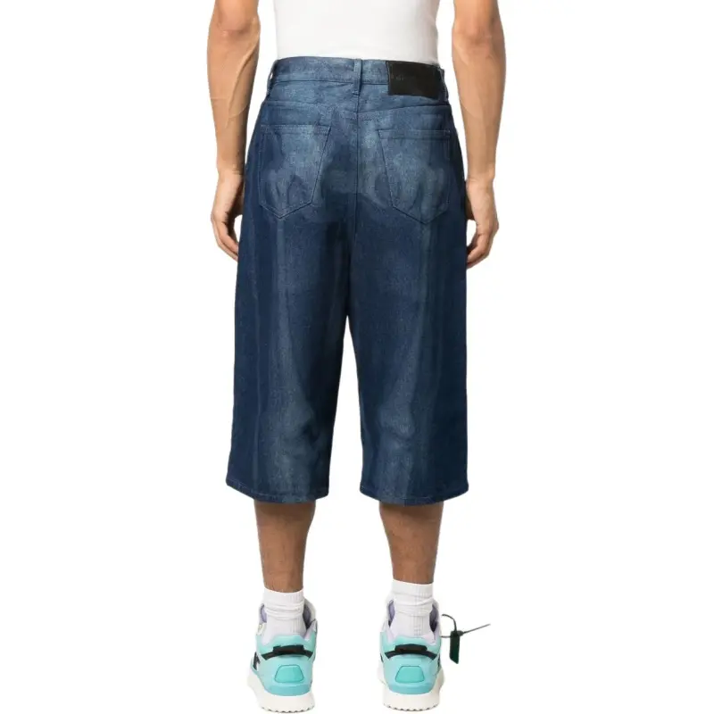 OFF WHITE Logo Patch Denim Bermuda Shorts-4