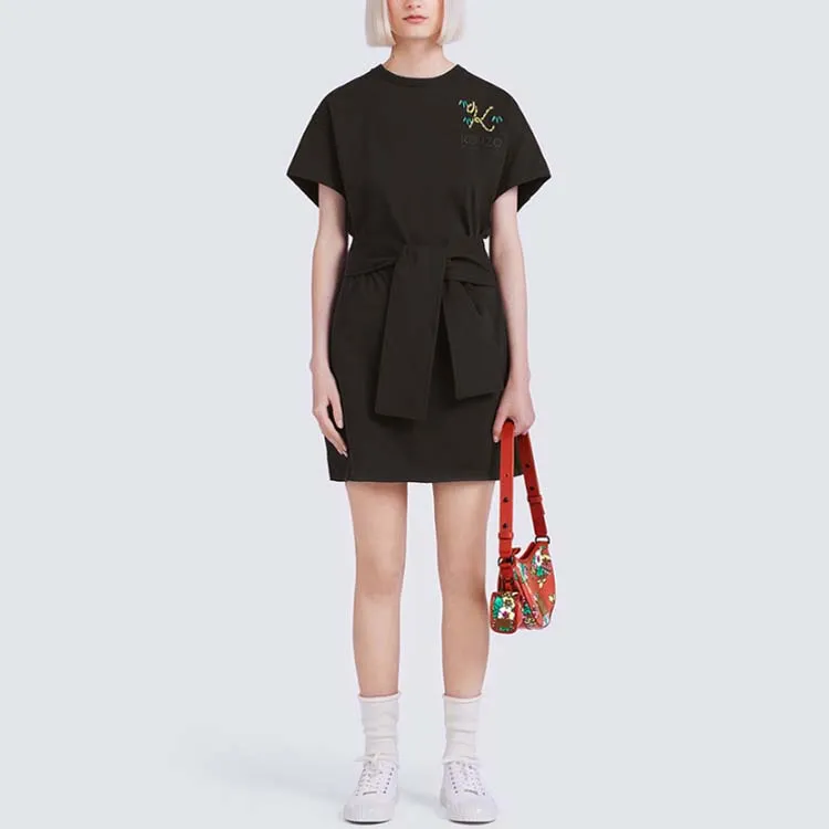 KENZO Logo Embroidered Crewneck Mini T-Shirt Dress-2
