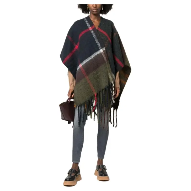 BARBOUR Plaid Fringe-detail Scarf-4