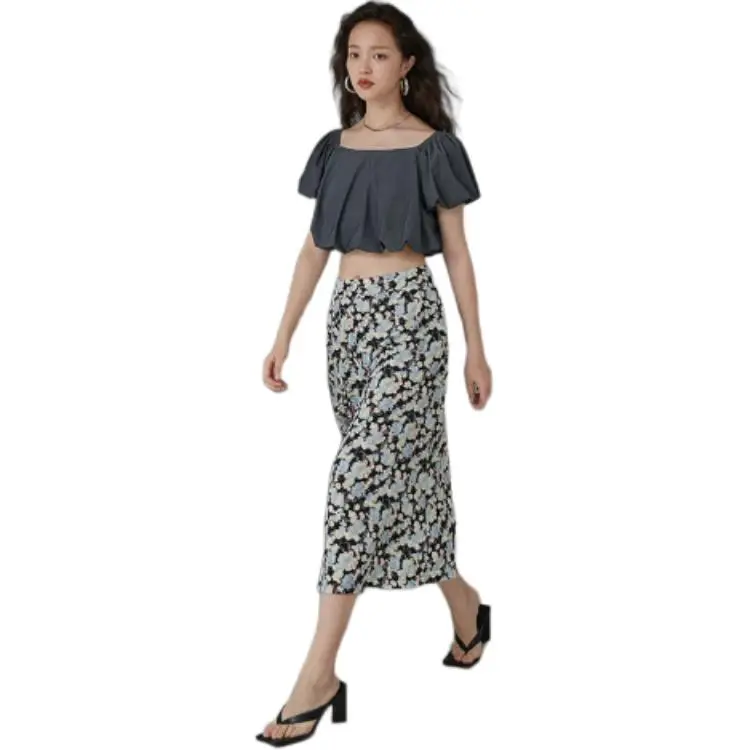 BLUEerror Casual Long Skirt Women's Black-3