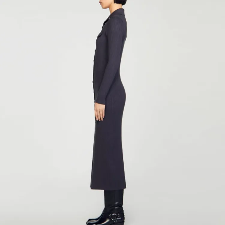 Sandro Long Sleeved Dresses Women's Carbon Gray-3