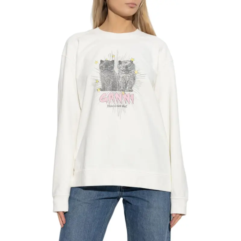 GANNI Graphic Printed Crewneck Sweatshirt-3