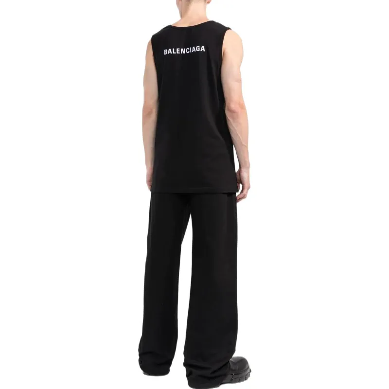 Balenciaga SS22 Tank Tops Loose Fit Style Men's Black-2