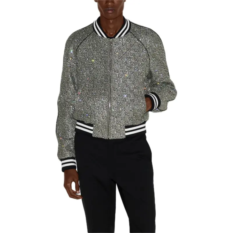 GUCCI Embroidered Tweed Bomber Jacket-2