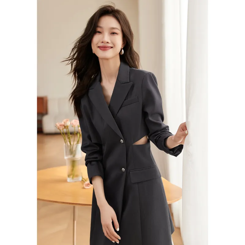 Mo Han Yi Mei Long Sleeved Dresses Women's Dark Gray-4