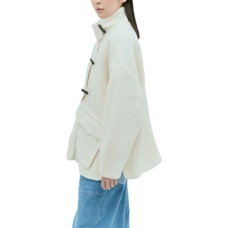 GANNI Velvet feel Coat Women's Cream-2