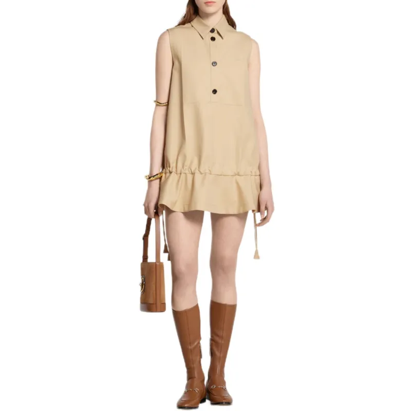 GUCCI SS25 Sleeveless Dress Women's Beige-2