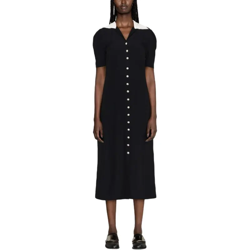 MIU MIU Embellished Short Sleeved Flared Dress-2