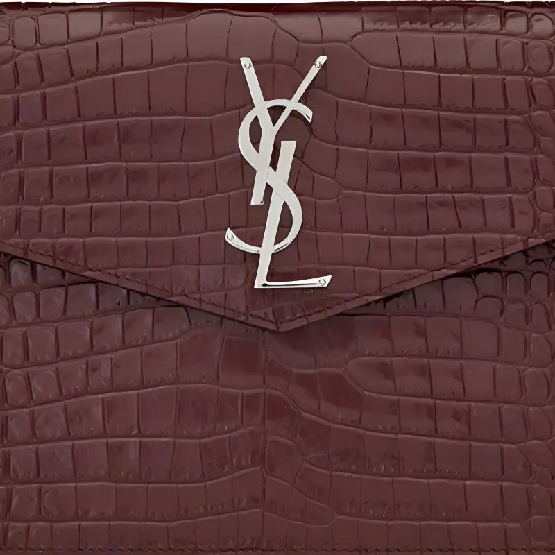 SAINT LAURENT UPTOWN Cow Leather Clutch Small Size Women's Deep Red-4