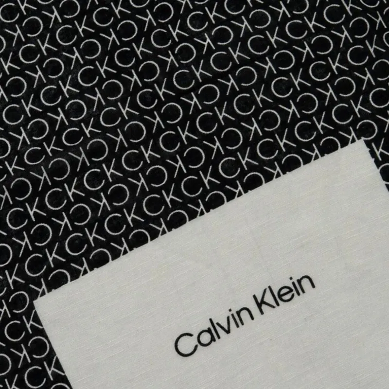 CALVIN KLEIN Cotton Linen Knit Scarves Women's Black-1