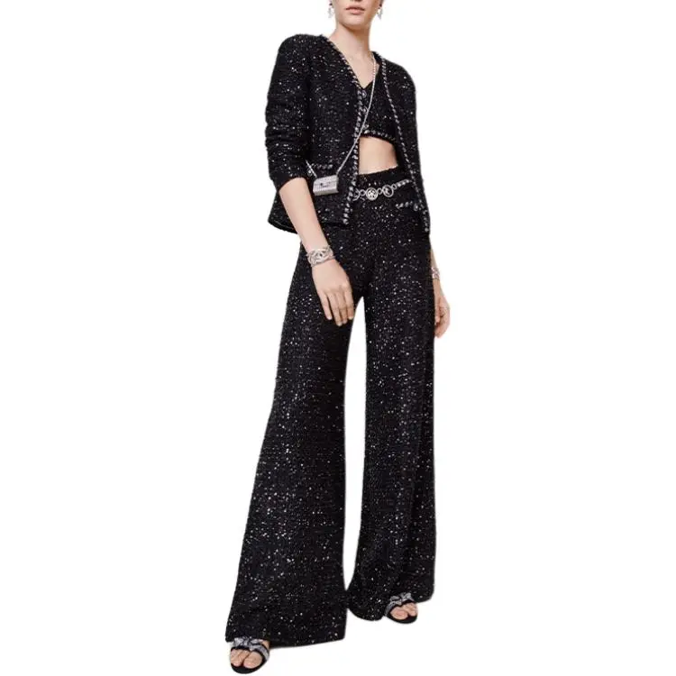 CHANEL SS22 Casual Pants Women's Black-1