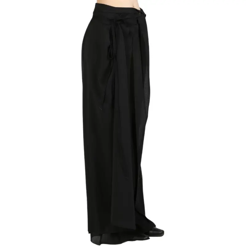 Ann Demeulemeester Norell Long Pleated Wrap Skirt 'Black'-2