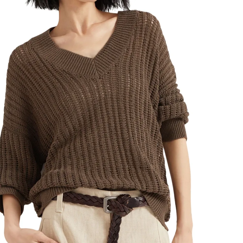 Brunello Cucinelli Monili Embellished V Neck Jumper-3