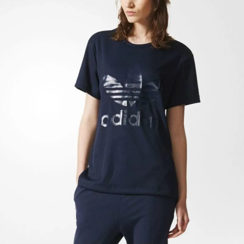 Adidas Originals T Shirt Women's Navy Blue-2